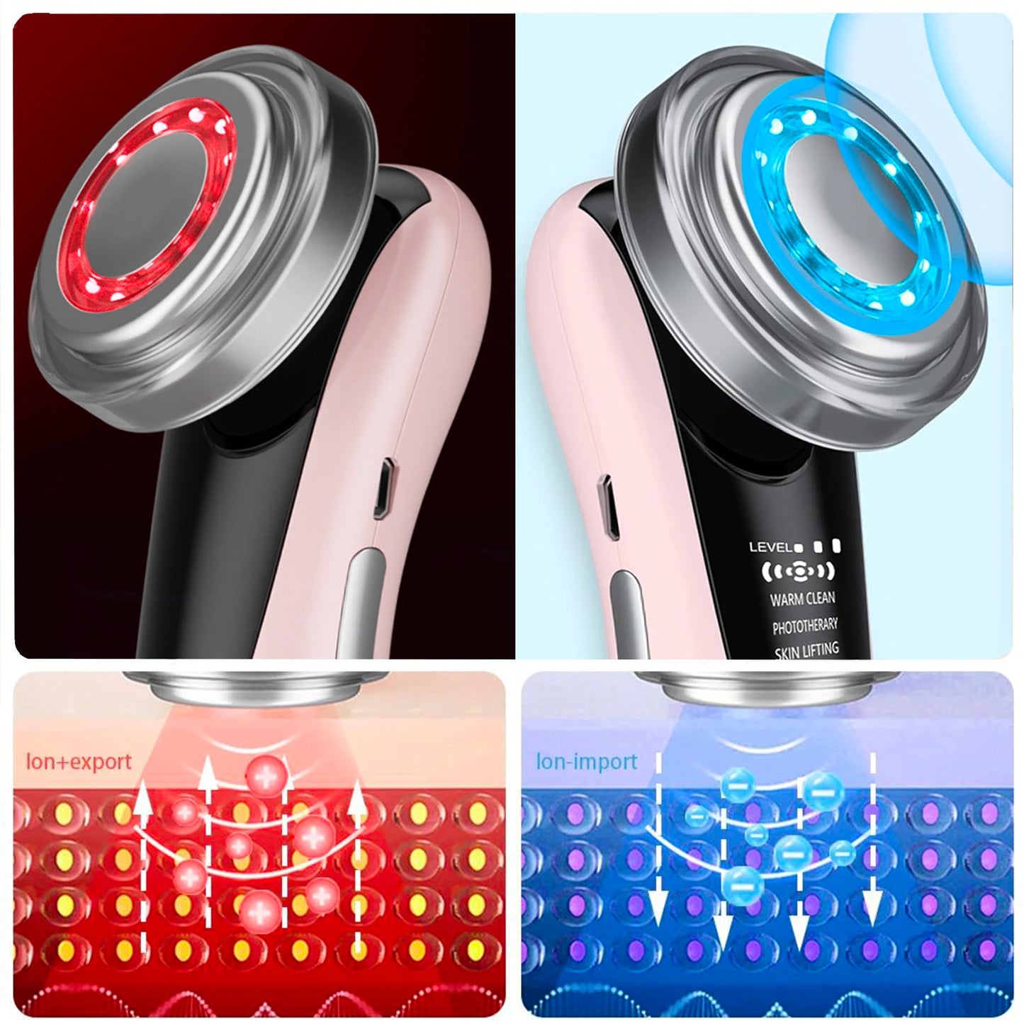 DermaFlow™ 4 in 1 LED Therapy - Lifting & Facial Cleansing