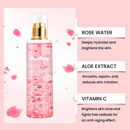 Refreshing and hydrating facial toner with rose essence, aloe vera and Vitamin C